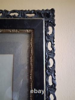 Antique Turn Of Century Wood Framed Portrait Of African American Woman/ -black