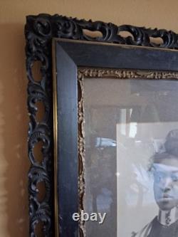Antique Turn Of Century Wood Framed Portrait Of African American Woman/ -black