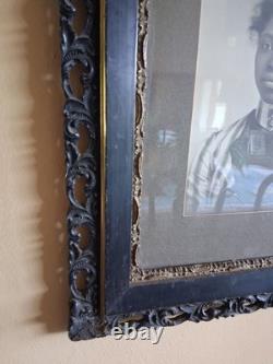 Antique Turn Of Century Wood Framed Portrait Of African American Woman/ -black