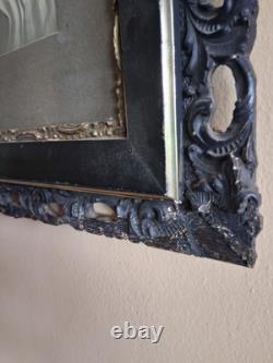 Antique Turn Of Century Wood Framed Portrait Of African American Woman/ -black