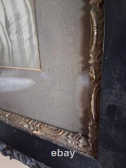 Antique Turn Of Century Wood Framed Portrait Of African American Woman/ -black