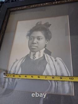 Antique Turn Of Century Wood Framed Portrait Of African American Woman/ -black