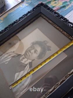 Antique Turn Of Century Wood Framed Portrait Of African American Woman/ -black