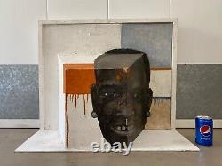 Antique Vintage Modern Cubist Black African American Painting Sculpture 1970s