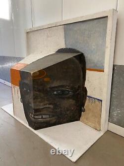 Antique Vintage Modern Cubist Black African American Painting Sculpture 1970s