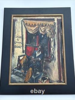 Antique Wpa Painting Black Americana African American Portrait Edgar Kiechle Oil
