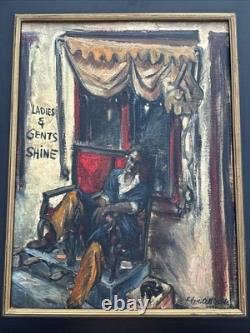 Antique Wpa Painting Black Americana African American Portrait Edgar Kiechle Oil