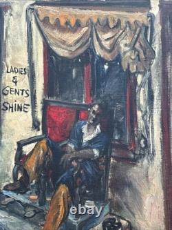 Antique Wpa Painting Black Americana African American Portrait Edgar Kiechle Oil