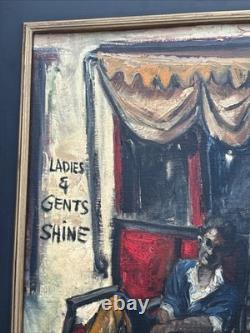 Antique Wpa Painting Black Americana African American Portrait Edgar Kiechle Oil