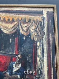 Antique Wpa Painting Black Americana African American Portrait Edgar Kiechle Oil