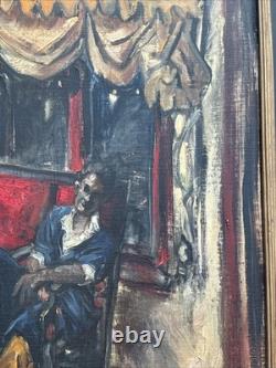 Antique Wpa Painting Black Americana African American Portrait Edgar Kiechle Oil