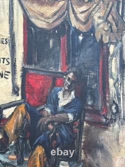 Antique Wpa Painting Black Americana African American Portrait Edgar Kiechle Oil