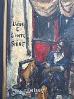 Antique Wpa Painting Black Americana African American Portrait Edgar Kiechle Oil