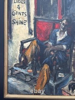 Antique Wpa Painting Black Americana African American Portrait Edgar Kiechle Oil