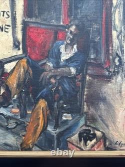 Antique Wpa Painting Black Americana African American Portrait Edgar Kiechle Oil