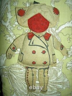 Antique brown felt, PEGGY doll purse, handkerchief accessory novelty, pen wipe