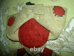 Antique brown felt, PEGGY doll purse, handkerchief accessory novelty, pen wipe