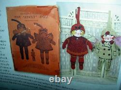 Antique brown felt, PEGGY doll purse, handkerchief accessory novelty, pen wipe