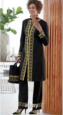 Ashro Black Gold Formal African American Pride Dress Jalia Pant Suit 18W 22W