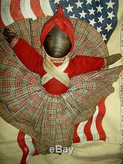 BABYLAND RAG Antique cloth black Americana TOPSY-TURVY 2-sided rare doll 12