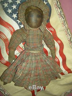 BABYLAND RAG Antique cloth black Americana TOPSY-TURVY 2-sided rare doll 12