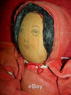 BABYLAND RAG Antique cloth black Americana TOPSY-TURVY 2-sided rare doll 12