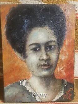 BEAUTIFUL 1880s-1900 O/C PAINTING AFRICAN AMERICAN BLACK PORTRAIT STORMS CWA