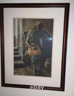 BLACK AFRICAN AMERICAN WOMAN PORTRAIT Original PAINTING VINTAGE 1976 I. A. B. A