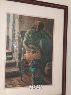 BLACK AFRICAN AMERICAN WOMAN PORTRAIT Original PAINTING VINTAGE 1976 I. A. B. A