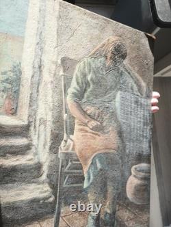 BLACK AFRICAN AMERICAN WOMAN PORTRAIT Original PAINTING VINTAGE 1976 I. A. B. A