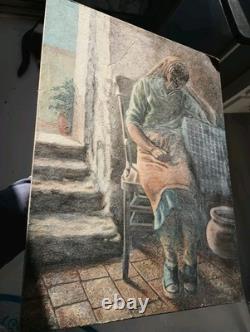 BLACK AFRICAN AMERICAN WOMAN PORTRAIT Original PAINTING VINTAGE 1976 I. A. B. A