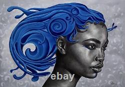 BLACK WOMEN. AFRICAN AMERICAN MODERN ART. ORIGINAL PENCIL DRAWING. 22x30inch