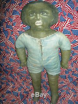 BRUCKNER, 1901 Antique cloth black Americana TOPSY-TURVY 2-sided doll 14 tall