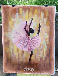 Ballerina Original Oil Painting African American Black Woman Paintings Dancer ar