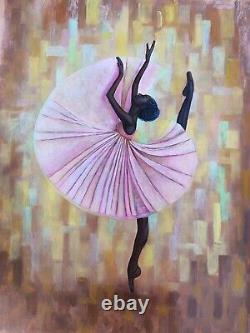 Ballerina Original Oil Painting African American Black Woman Paintings Dancer ar