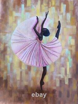 Ballerina Original Oil Painting African American Black Woman Paintings Dancer ar