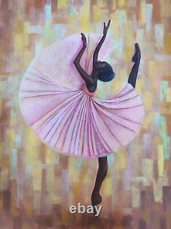 Ballerina Original Oil Painting African American Black Woman Paintings Dancer ar