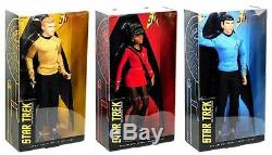 Barbie Black Label Star Trek 50th Anniversary Kirk Spock Uhura 3 Doll Set