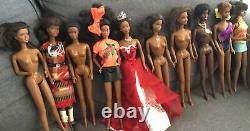 Barbie Doll Lot Of 10 African American Female Dolls Black F12