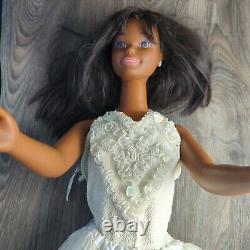 Barbie My Size Bride African American 3' Doll 1994 Vintage Wedding Dress Black