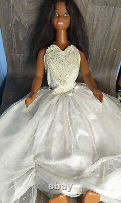 Barbie My Size Bride African American 3' Doll 1994 Vintage Wedding Dress Black