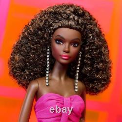 Barbie Pink Collection African American Doll in Long Fuchsia Dress Mattel HBX96