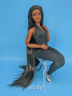 Barbie Signature Looks Doll Model #2 Elle Custom Reroot Dk Brown Black Hair ooak