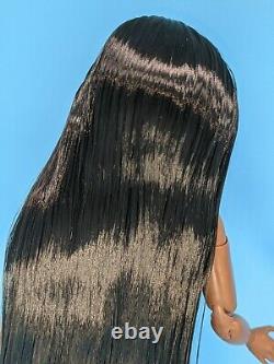 Barbie Signature Looks Doll Model #2 Elle Custom Reroot Dk Brown Black Hair ooak