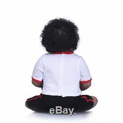 Bathable Full Body Silicone Reborn Baby Dolls Black Boys African American 23inch