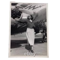 Beautiful African American Black Female Photo Twin Engine Plane 1940s 50s Read