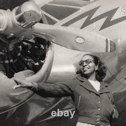 Beautiful African American Black Female Photo Twin Engine Plane 1940s 50s Read