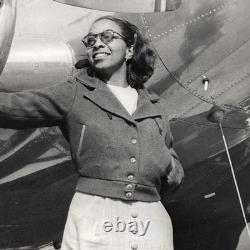 Beautiful African American Black Female Photo Twin Engine Plane 1940s 50s Read