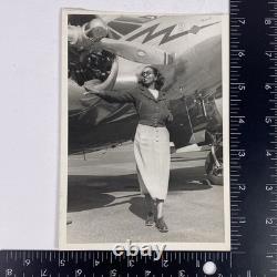 Beautiful African American Black Female Photo Twin Engine Plane 1940s 50s Read
