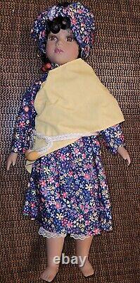 Beautiful! VTG African-American Doll Porcelain Cloth Body Glass Eye Unbranded